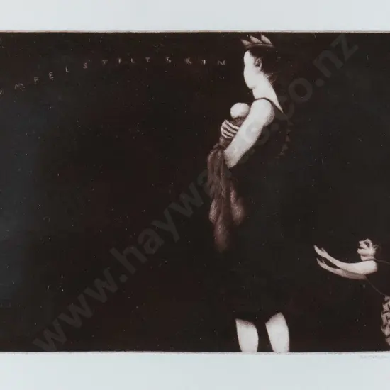 Kathryn Madill 1987 - framed mezzotint etching "Rumpelstiltskin" H-150 W-230