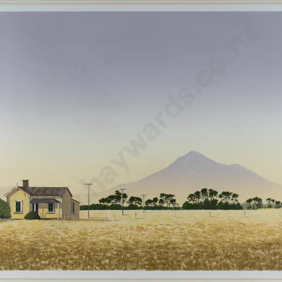 Lawrence Leitch - framed ltd edition print 26/105 "Summer Mountain Taranaki" H-300 W-510
