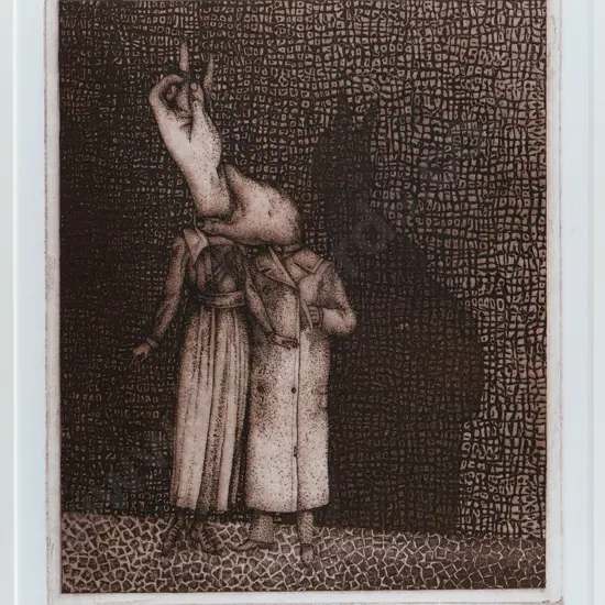 Barry Cleavin 1975 - framed ltd edition etching  "Executive Suite" H-260 W-220