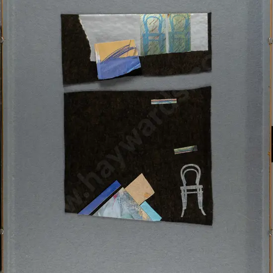 Grant Banbury 1980 - framed collage "Chair Relief" H-380 W-270