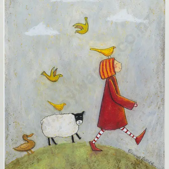 Emma Butler -framed mixed media - walk in the country  H-270 W-220