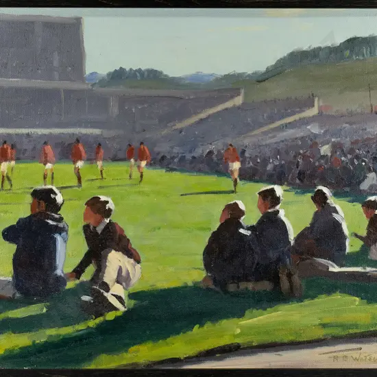 R B Watson - framed oil "The Lions at Athletic Park "H-390 W-490