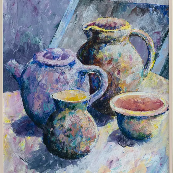 JK Weir '94 - framed acrylic - still life H-480 W-360