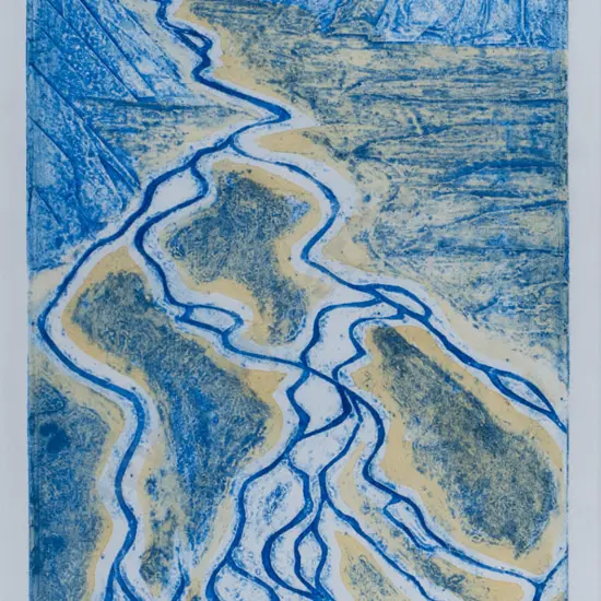 JMcN -framed ltd edition print 1/20 "Braided Tasman River" H-480 W-190