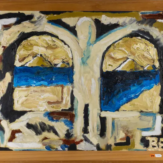 James Bell 1994 - framed oil on card - H-350 W-490