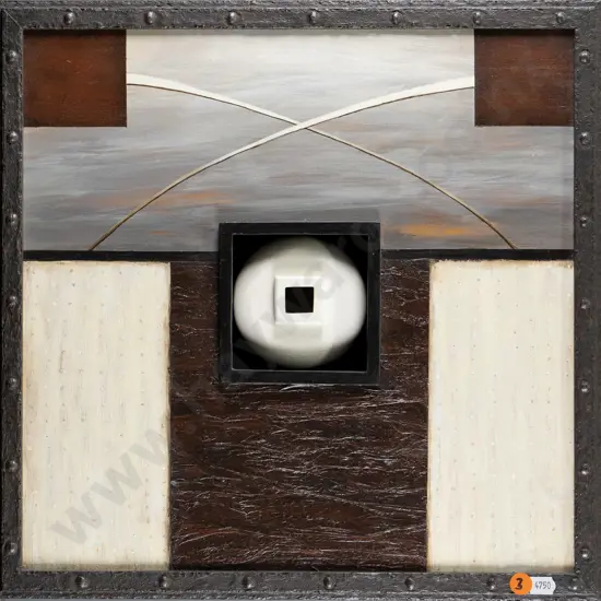 Megan Huffadine 2014 - framed mixed media "repository #7" H-340 W-340