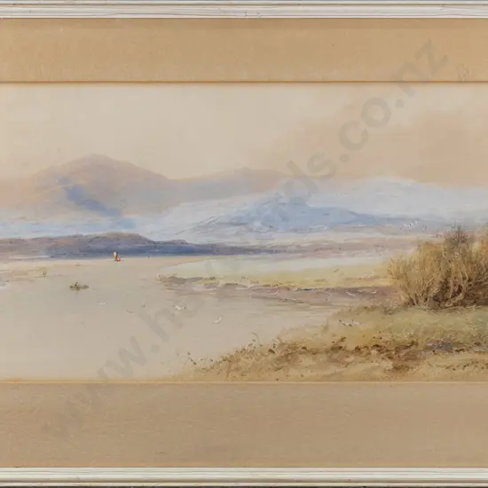 William Henry Earp - framed watercolour - coastal scene H-220 W-510