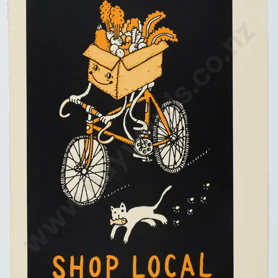 Jono E Rolfe 2009 - unframed print "Shop Local" H-340 W-220