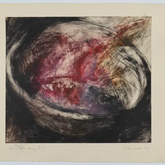 Louise Marmont 1989 - unframed A/P etching "Bowl/light offering" H-440 W-520