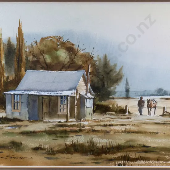 Garrick Tremain - framed watercolour "Whare"  H-270 W-350