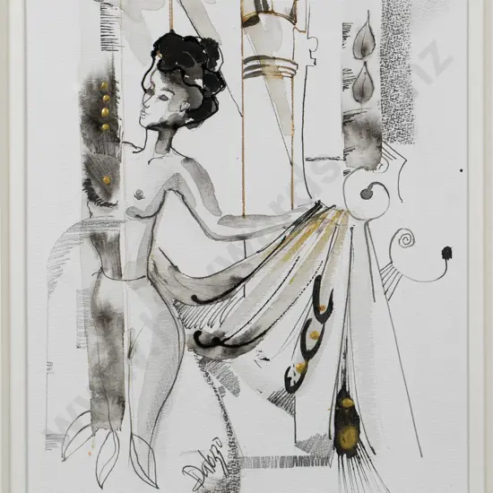 Lucette Dalozzo - framed mixed media :Contemplation series IV" H-360 W-370