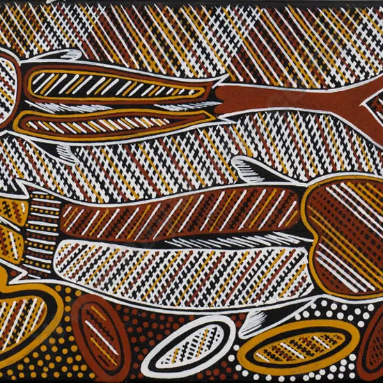 FP Patrick - boxed acrylic on canvas - Australian Indigenous art H-800 W-300