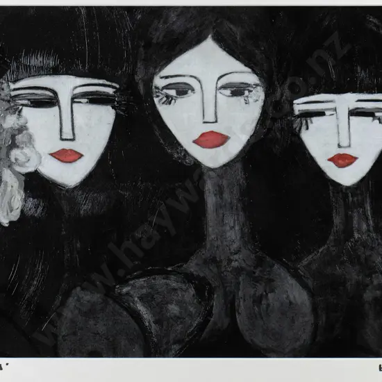 Leene Aavik - framed oil "Sisters" H-270 W-350