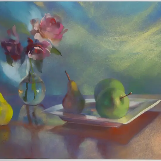 Grace Paleg - framed pastel - still life H-440 W-680