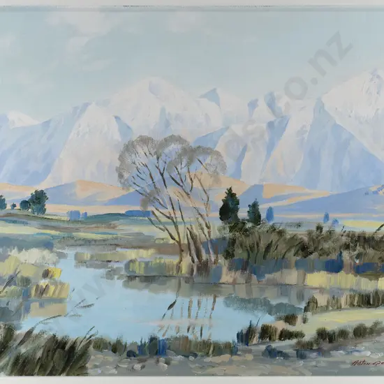 Aston Greathead '64 - framed oil - mountain scene - H-400 W-530