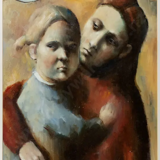 Suzy Platt 2000 - framed oil - mother and child H-490 W-390