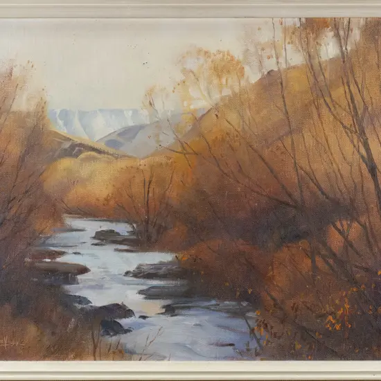 Robert McDowell 1977 - framed oil  'Lindas River" H-290 W-430