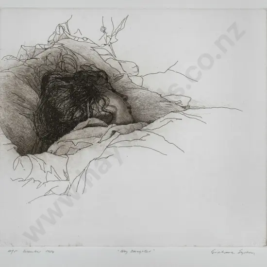 Grahame Sydney December 1984 - framed etching, artist's proof "My Daughter" H-260 W-300