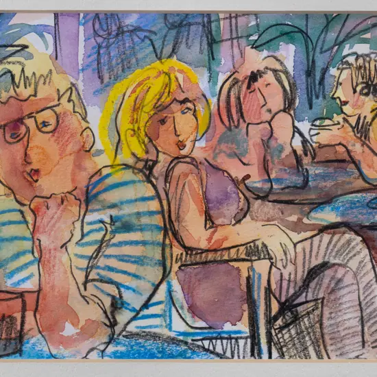 Rhonda Campbell '95 - framed mixed media "Brains & Beauty" H-125 W-200