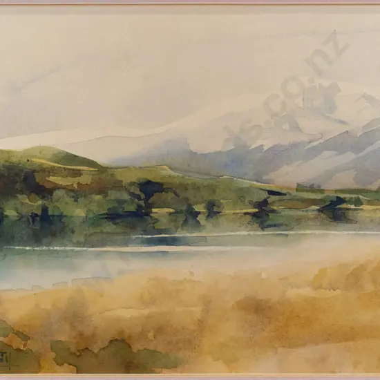 Robert McDowell '84 - framed watercolour "Lake Hayes" H-220 W-330