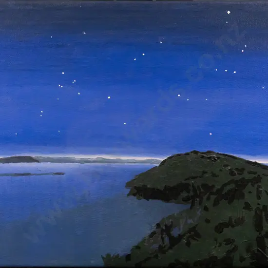 James Dignan - boxed acrylic "Midwinter Dawn, Taiaroa Harbour" H-300 W-400