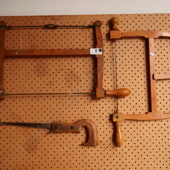 3 vintage saws - green dots