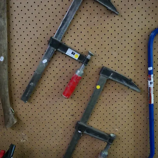 pair of F clamps - yellow dots