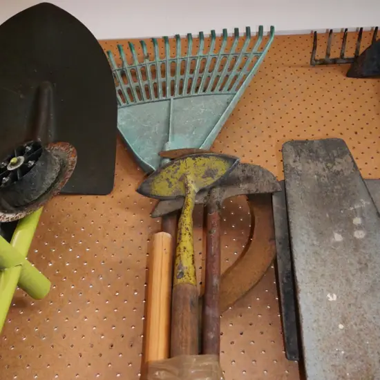 garden tools - hoe, rake, scythe etc