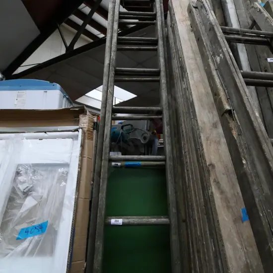 wooden extension ladder