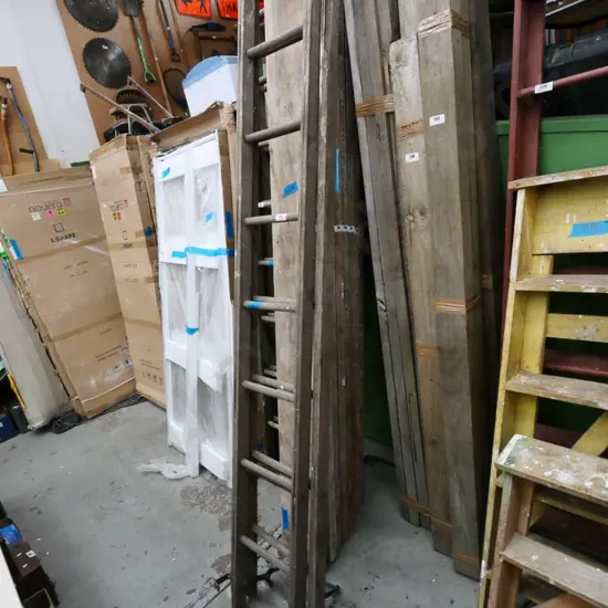 wooden extension ladder