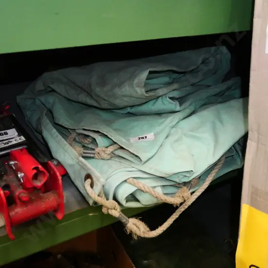 green canvas tarpaulin
