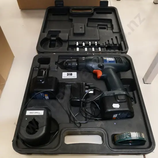 cased Black and Decker 12V battery drill