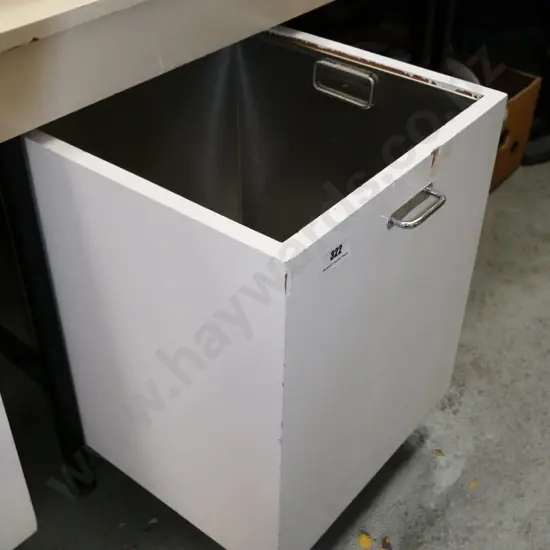 pull out storage container on casters with food grade stainless steel inner