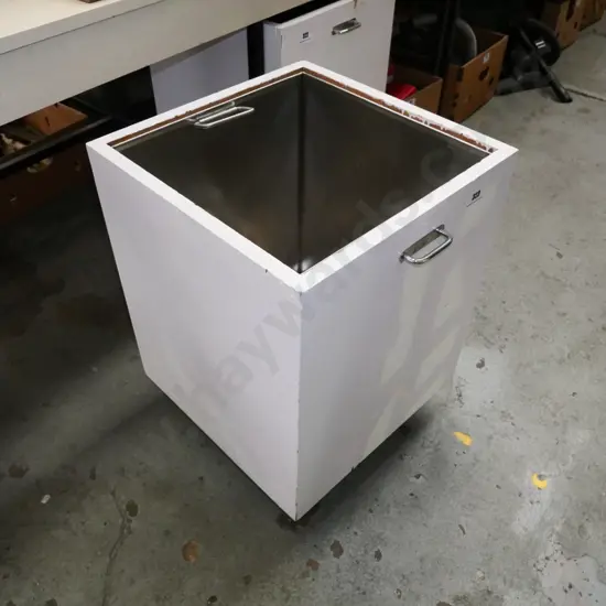 pull out storage container on casters with food grade stainless steel inner