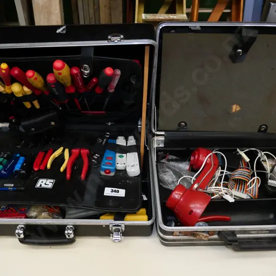 2 Technicians tool cases; linesmans phones, screwdrivers, voltmeters etc