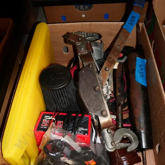 box; wire strainer, grease gun, screwdrivers etc