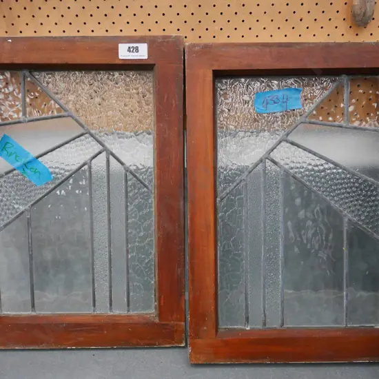 2 wood and leadlight window panes  Each H-560 W-410