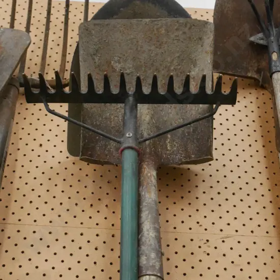 garden tools - shovel, wide mouth shovel, rake