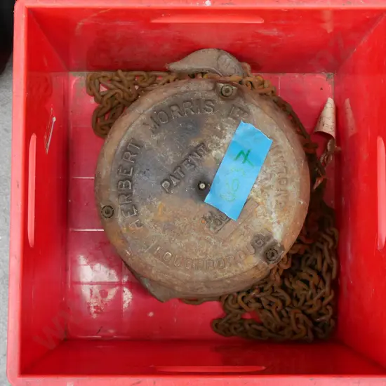 vintage endless chain in plastic tub