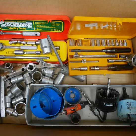 hole saws, socket sets etc