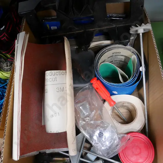 box; sand paper, mitre box, safety goggles etc