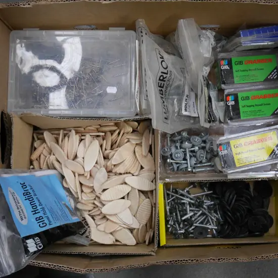 box; biscuit joiners, screws