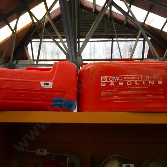 1 plastic and 1 metal marine petrol cans