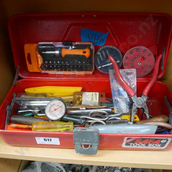 tool box; scissors, craft knife, pliers etc