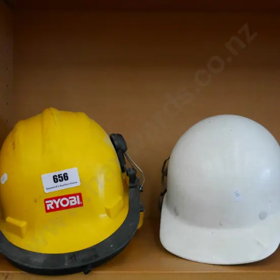 pair of safety ear muff helmets