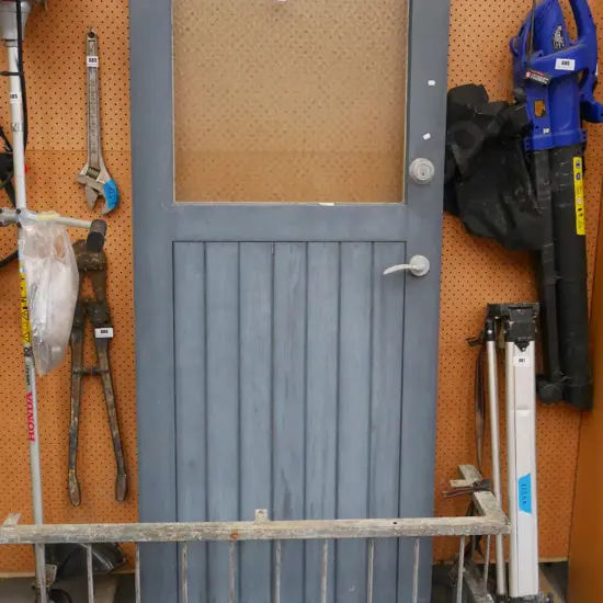 solid wood exterior door - 1 side varnished, 1 side painted, cut away in 1 corner  H-1975 W-810