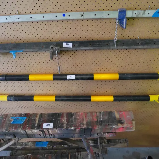 2 plastic black and yellow road cone safety rails