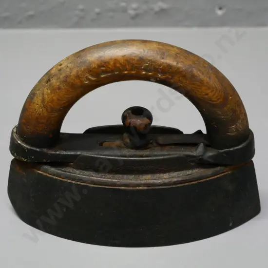 antique sad iron with wooden handle H-130 L-180