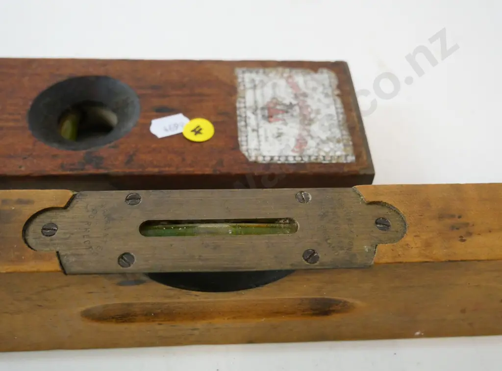 2 vintage wood & brass Rabone spirit levels - longer one L-690 Image 1++