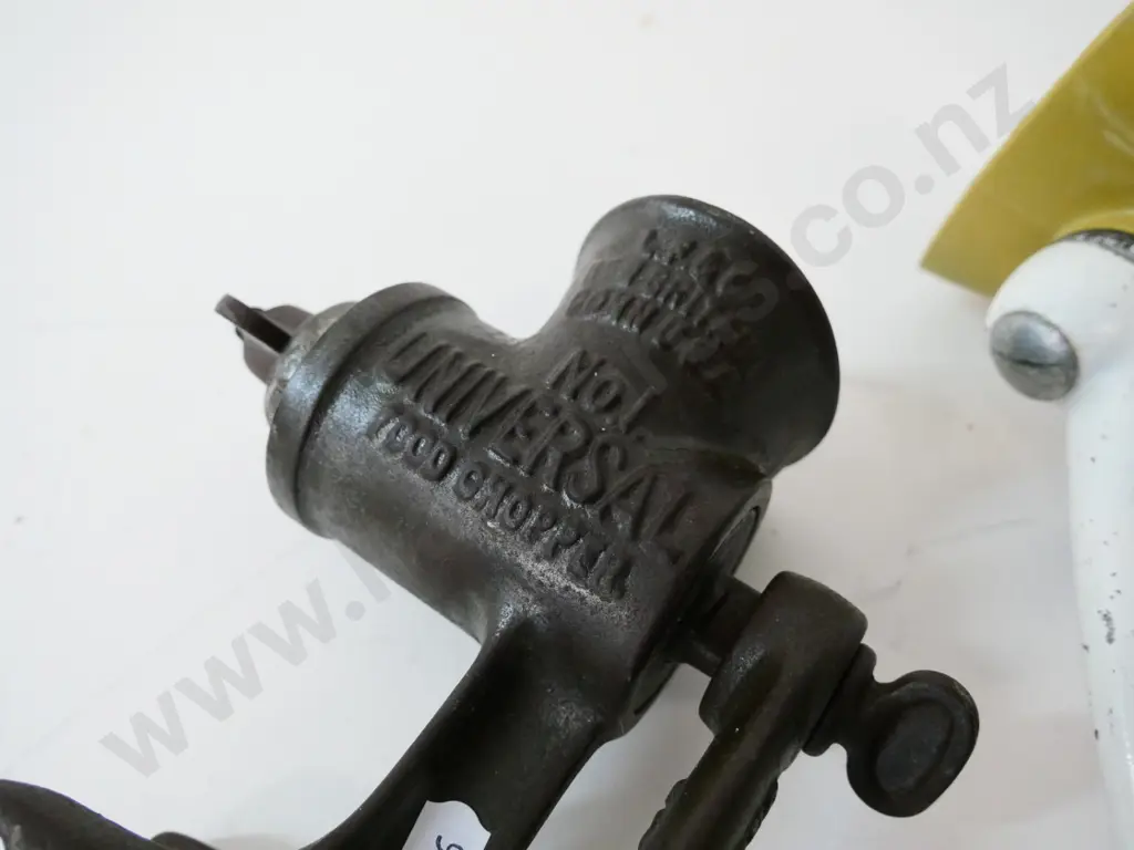 2 bench-mount mincers - Legg No. 1 Universal Chopper and a Spong with plastic bowl Image 1++